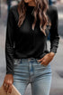 Raglan Long Sleeve Exposed Seam Detail Relaxed Fit Crew Neck Top